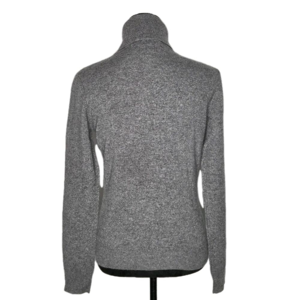 Apt 9 100% Cashmere Sweater M Gray Pink Argyle Turtleneck Quiet Luxury Preppy - Picture 3 of 8